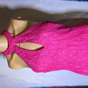 Vintage Party 🎉 Dress, With Vibrant Pink Fabric. A Faded Spot On The Back.